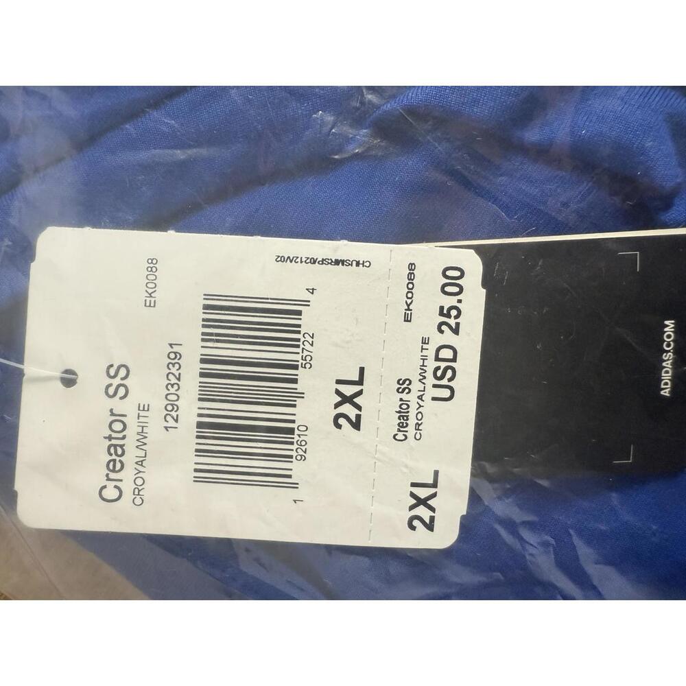 NWT Adidas Men's Creator SS Athletic Tee T-Shirt Royal Blue Size 2XL - Picture 3 of 4